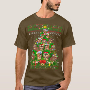 Beaver Xmas Lighting Tree Santa Beaver Ugly Christ T-Shirt