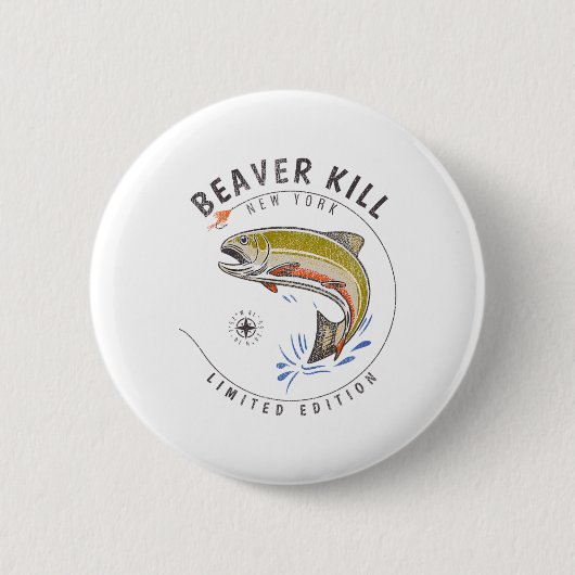 Beaverkill River New York Fly-Fischen Souvenir Bea Button (Vorderseite)