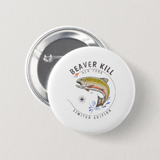 Beaverkill River New York Fly Fishing Souvenir Bea Button (Vorne & Hinten)