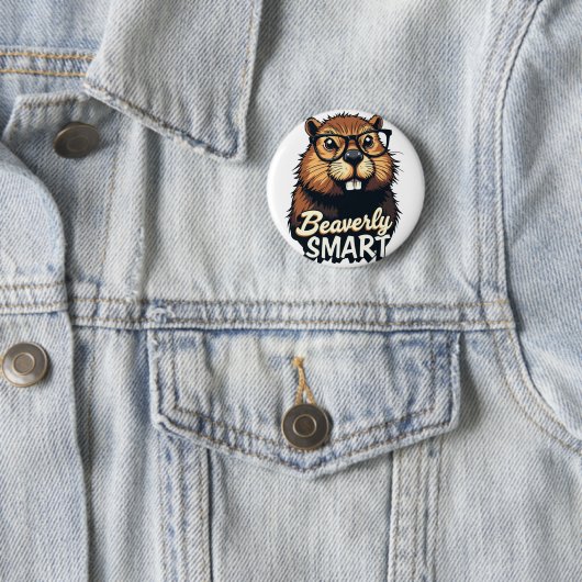 Beaversmart - Funny Beaver mit Brillen Graphic Button (Beispiel)