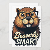 Beaversmart - Funny Beaver mit Brillen Graphic Einladung (Vorne/Hinten)