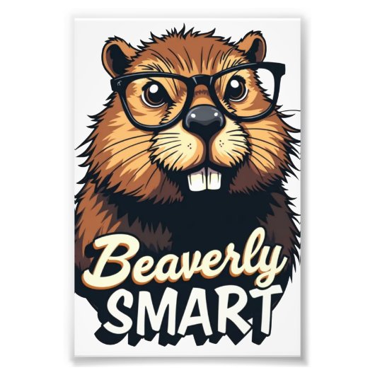 Beaversmart - Funny Beaver mit Brillen Graphic Fotodruck (Vorne)