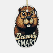 Beaversmart - Funny Beaver mit Brillen Graphic Keramik Ornament (Rechts)