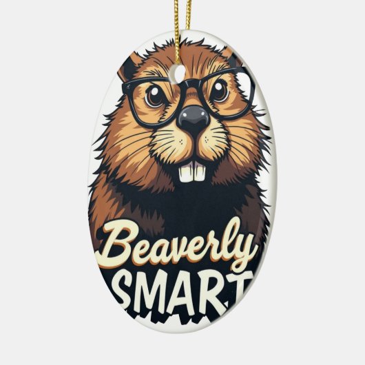 Beaversmart - Funny Beaver mit Brillen Graphic Keramik Ornament (Links)