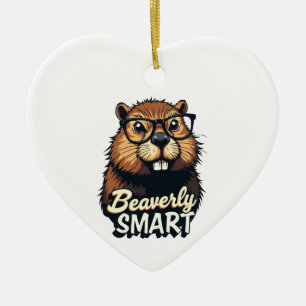 Beaversmart - Funny Beaver mit Brillen Graphic Keramik Ornament