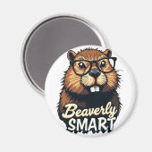 Beaversmart - Funny Beaver mit Brillen Graphic Magnet (Vorderseite/Rückseite)