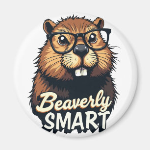 Beaversmart - Funny Beaver mit Brillen Graphic Magnet