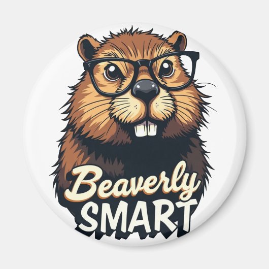 Beaversmart - Funny Beaver mit Brillen Graphic Magnet (Vorne)