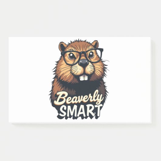 Beaversmart - Funny Beaver mit Brillen Graphic Post-it Klebezettel (Vorderseite)