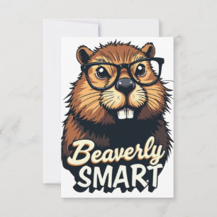 Beaversmart - Funny Beaver mit Brillen Graphic RSVP Karte