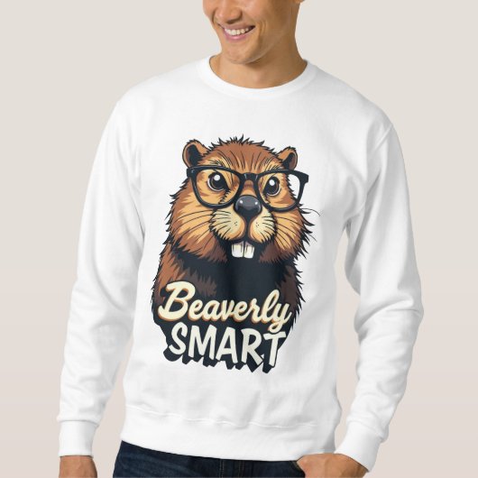 Beaversmart - Funny Beaver mit Brillen Graphic Sweatshirt (Vorderseite)