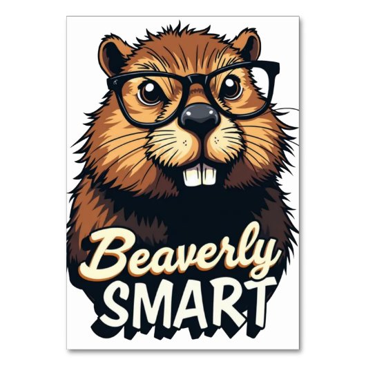 Beaversmart - Funny Beaver mit Brillen Graphic Tischnummer (Vorderseite)