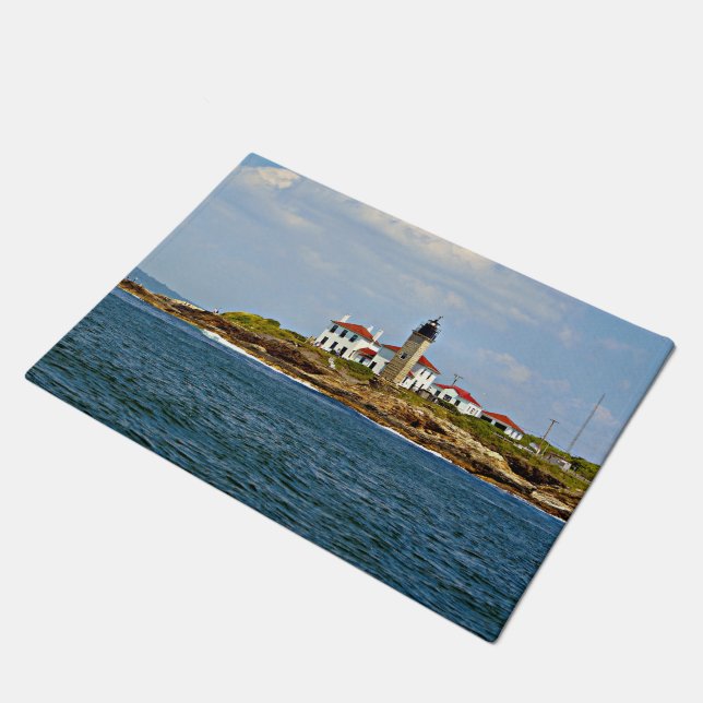 Beavertail Leuchtturm, Rhode Island Tür-Matte Fußmatte (Schrägansicht)