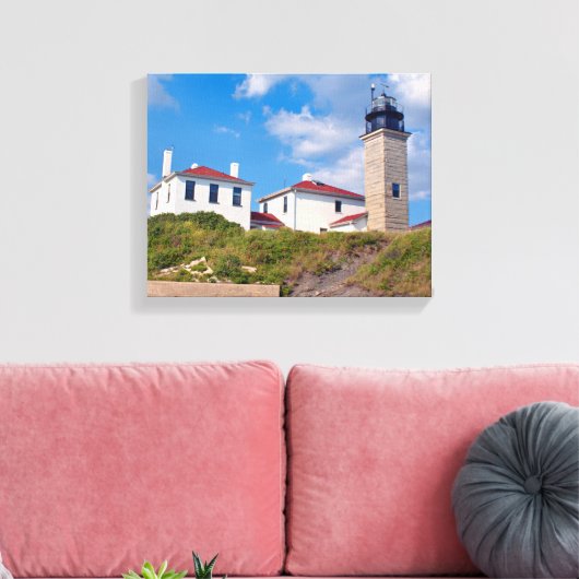 Beavertail Leuchtturm, Rhode Island Wrapped Canvas Leinwanddruck (Insitu (Wohnzimmer))