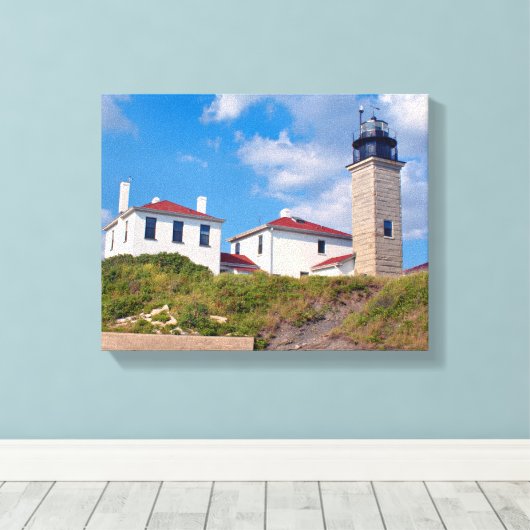 Beavertail Leuchtturm, Rhode Island Wrapped Canvas Leinwanddruck (Insitu (Holzboden))