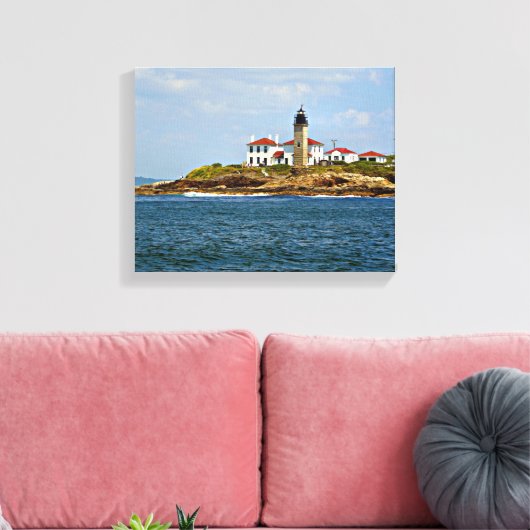 Beavertail Leuchtturm, Rhode Island Wrapped Canvas Leinwanddruck (Insitu (Wohnzimmer))