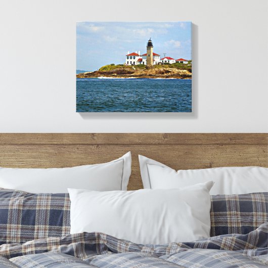 Beavertail Leuchtturm, Rhode Island Wrapped Canvas Leinwanddruck (Insitu (Schlafzimmer))