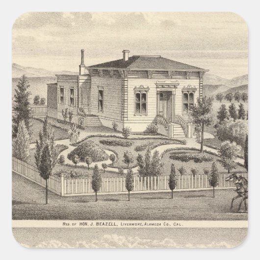 Beazell, englische Residenzen, Bauernhöfe Quadratischer Aufkleber (Vorderseite)