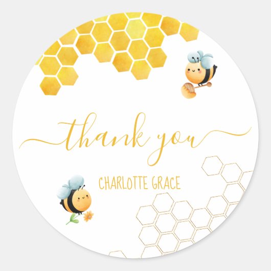 Bebe Birthday Party Danke Runder Aufkleber (Vorderseite)