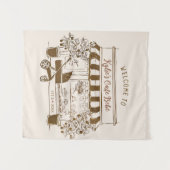 Bebe Cafe Baby Shower Willkommensschild, Kaffeethe Wandteppich (Vorderseite (Horizontal))