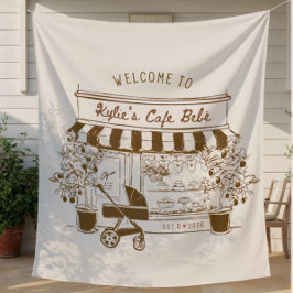 Bebe Cafe Baby Shower Willkommensschild, Kaffeethe Wandteppich