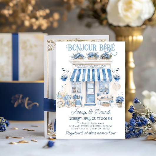 Bebe Cafe Bonjour Bebe Parisian theme Baby Show Einladung
