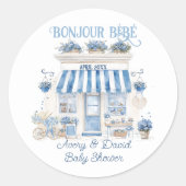 Bebe Cafe Bonjour Bebe Parisian theme Baby Show Runder Aufkleber (Vorderseite)