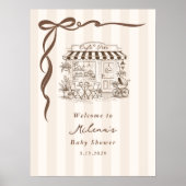 Bebe Cafe Gender neutral Bow Baby Shower Welcome Poster (Vorne)
