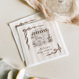 Bebe Cafe Gender neutral Bow Stripes Baby Shower Serviette