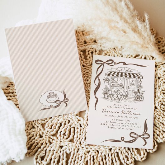 Bebe Cafe Pariser Thema-Bogen Kaffee Baby Shower Einladung
