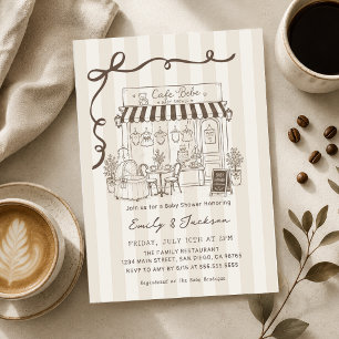Bebe Cafe Pariser Thema-Bogen Kaffee Baby Shower Einladung