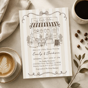 Bebe Cafe Pariser Thema-Bogen Kaffee Baby Shower Einladung