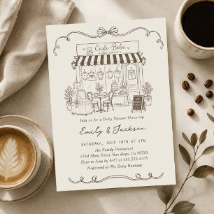 Bebe Cafe Pariser Thema-Bogen Kaffee Babyparty Einladung