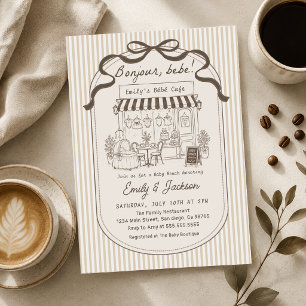 Bebe Cafe Parisian Brown Coffee Babyparty Einladung