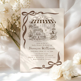 Bebe Cafe Parisian Theme Bow Coffee Baby Shower Einladung