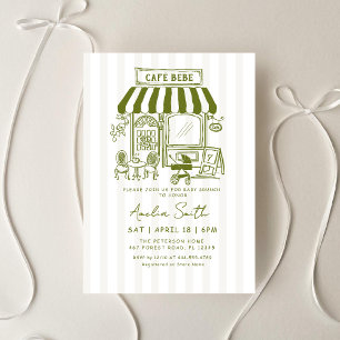 Bebe Cafe Zuhause-Café thematisch Babydusche Einladung