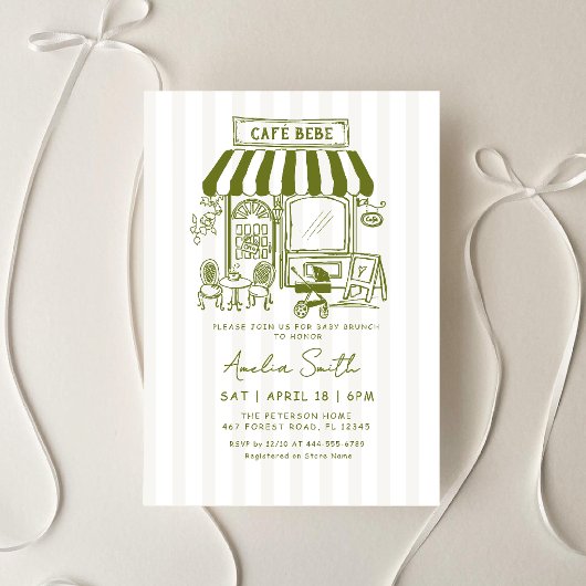Bebe Cafe Zuhause-Café thematisch Babydusche Einladung