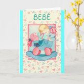 "BEBÉ EN PONEYES" - Tarjeta Feliz Nacimiento Karte (Gelbe Blume)