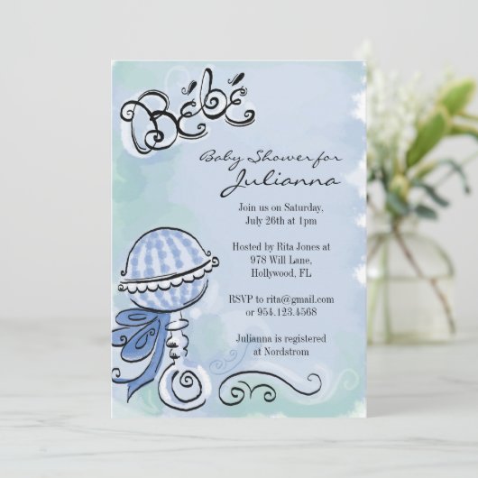 Bebe - französische inspirierte einladung (Stehend Vorderseite)