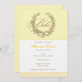 Bebe - gelbe französische Babyparty-Einladung Einladung (Vorne/Hinten)