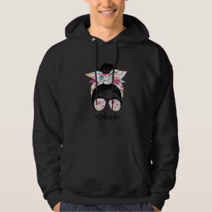 Bebe Life Messy Hair Bun Floral Frauen Muttertag Hoodie