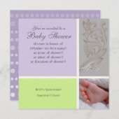 Bébé Modern Swirl n Dot - Baby Girl Shower Einladu Einladung (Vorne/Hinten)