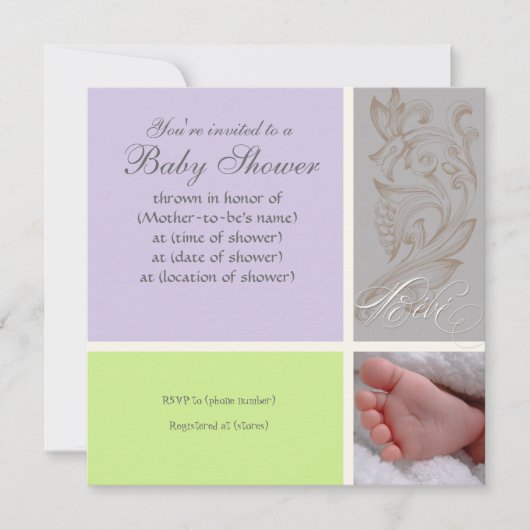 Bébé Modern Swirl n Dot - Baby Girl Shower Einladu Einladung (Vorderseite)