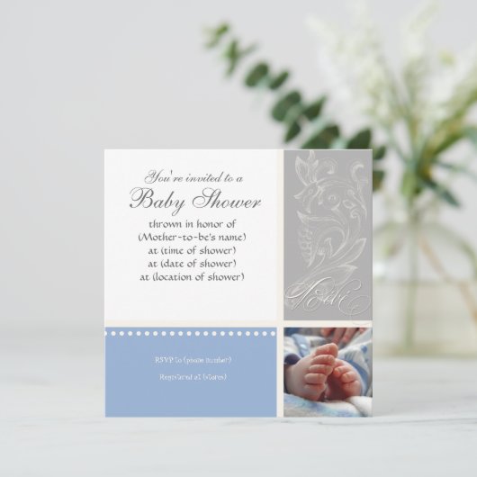 Bébé Modern Swirl n Dot - Kinderdusche einladen Einladung (Stehend Vorderseite)