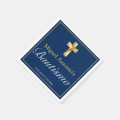 Bebé Niño Cruz Azul Marino Oro Serviette (Ecke)