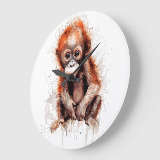 Bebé Orangután Große Wanduhr (Winkel)