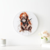 Bebé Orangután Große Wanduhr (Zuhause)