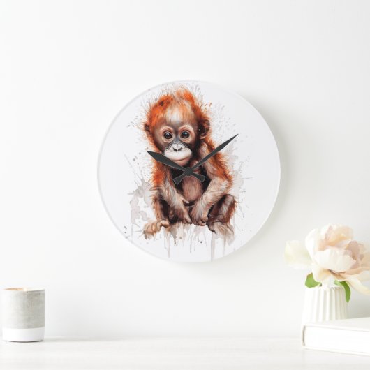 Bebé Orangután Große Wanduhr (Zuhause)
