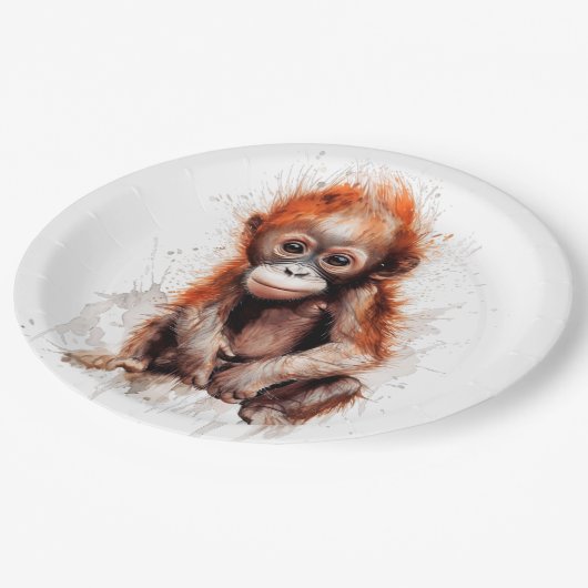 Bebé Orangután Pappteller (Schrägansicht)