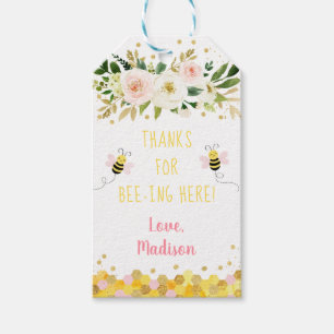 Bebe Pink Gold Floral Geburtstag Vielen Dank Geschenkanhänger